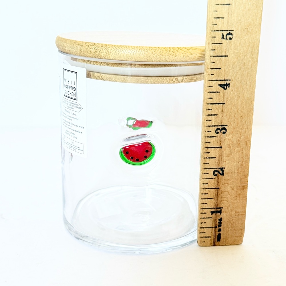 NWT Handblown Glass Storage Jar with Bamboo Lid– Watermelon Slice Design - Picture 5 of 6